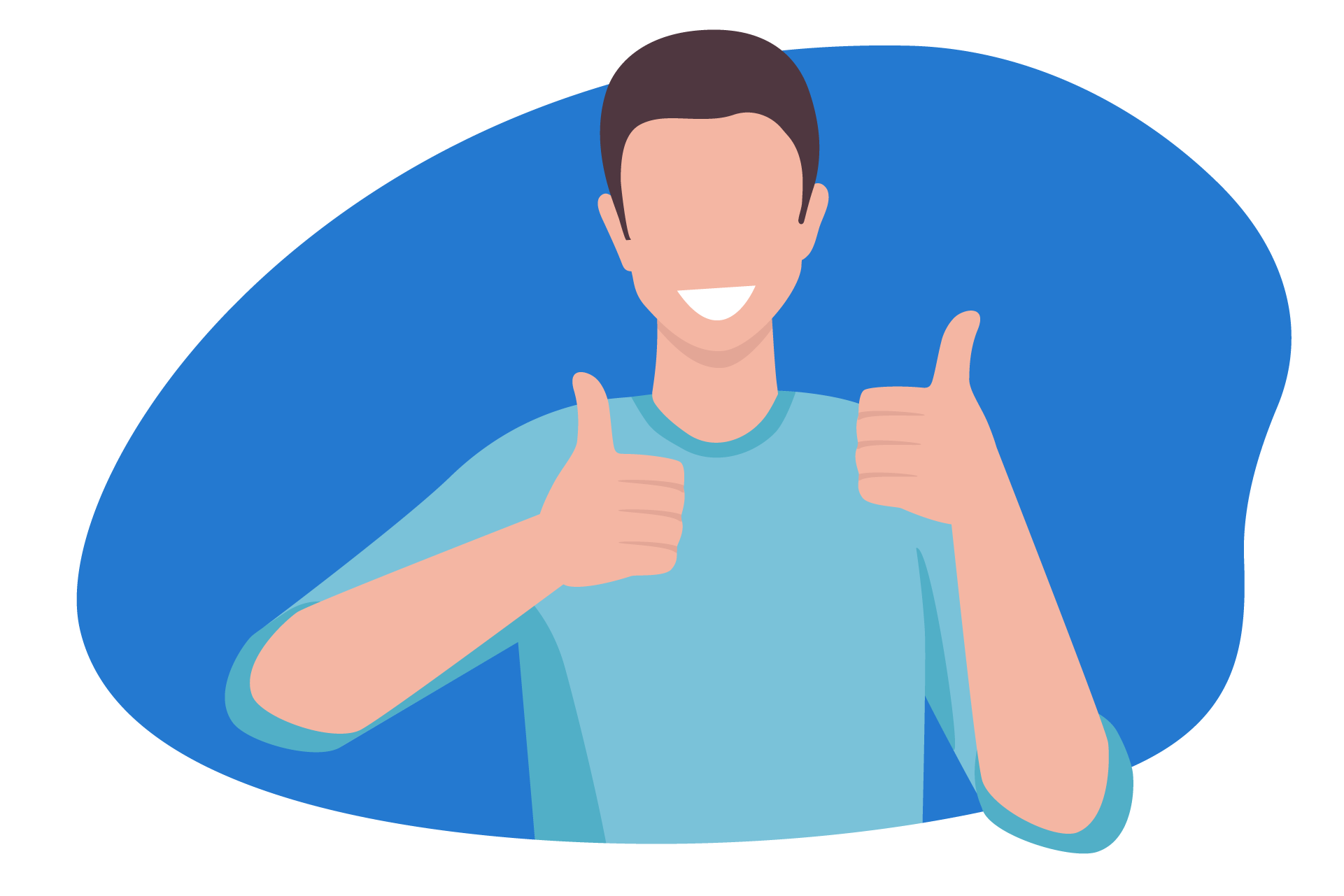 Ilustração de um homem fazendo com as mãos o sinal de positivo.